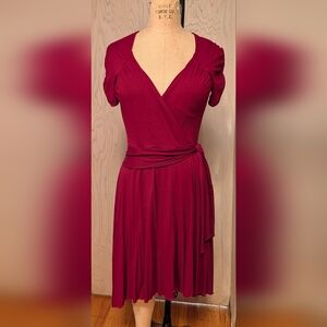bebe Burgundy Wrap Midi Dress